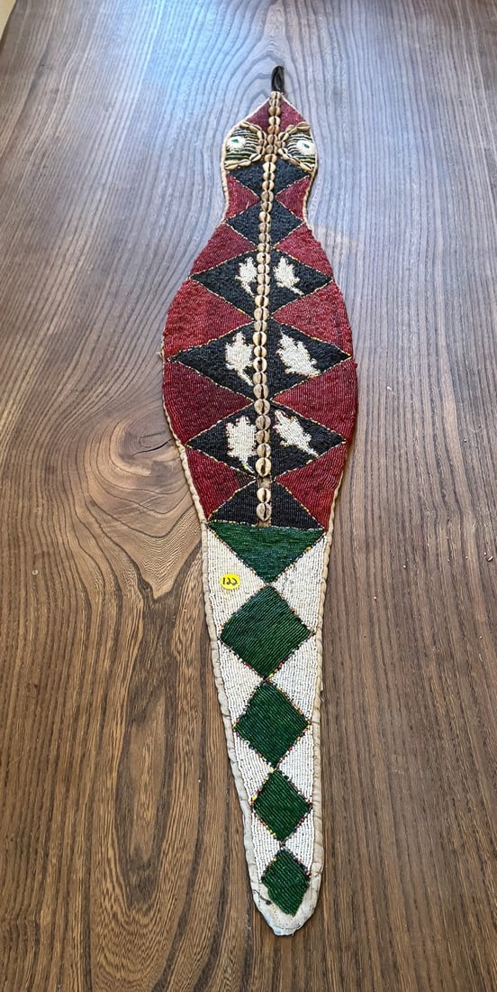LARGE BEADED YORUBA WALL HANGING, 55" X 10' (1 of 4)