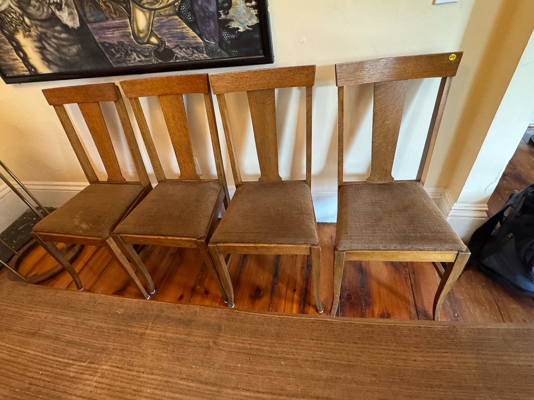SET OF SIX ANTIQUE OAK T BACK CHAIRS (1 of 4)