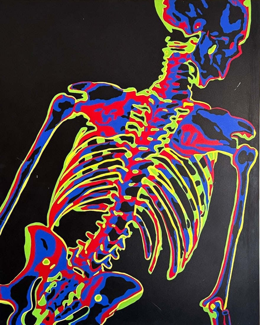 PETER SHULMAN "SKELETON" OIL ON CANVAS, 40" X 49" (1 of 5)