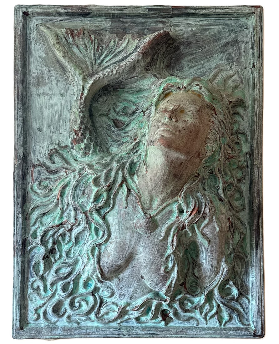 MERMAID BASE RELIEF SCULPTURE, 26" X 35" X 12" (1 of 5)