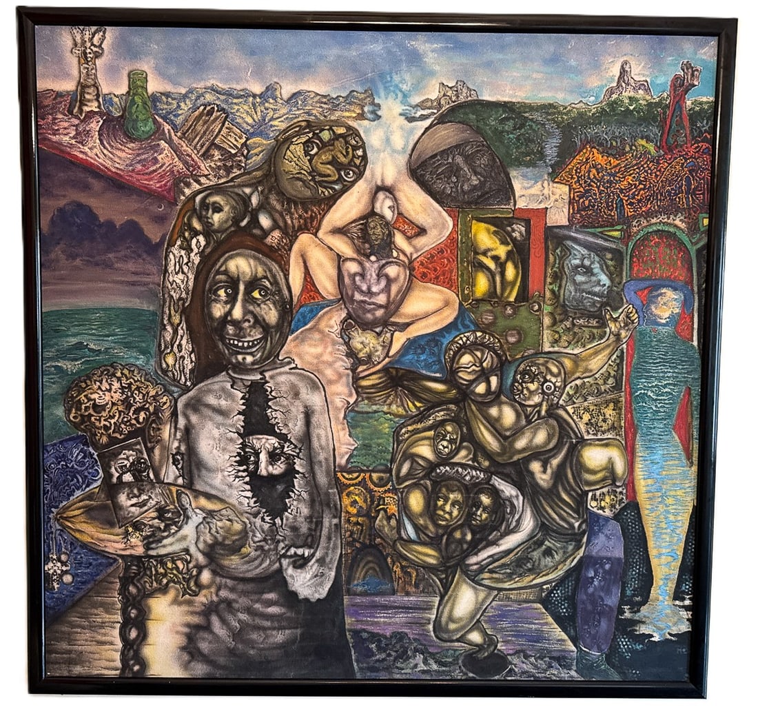 PAUL GASOI LARGE MIXED MEDIA PAINTING ON CANVAS, 55" X 55" (1 of 10)