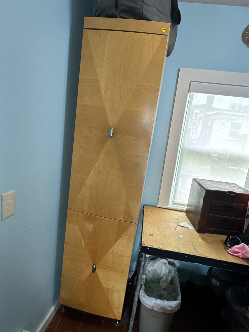 CUSTOM BEACHWOOD VENEERED CABINET, 78" X 18" X 22" (1 of 5)