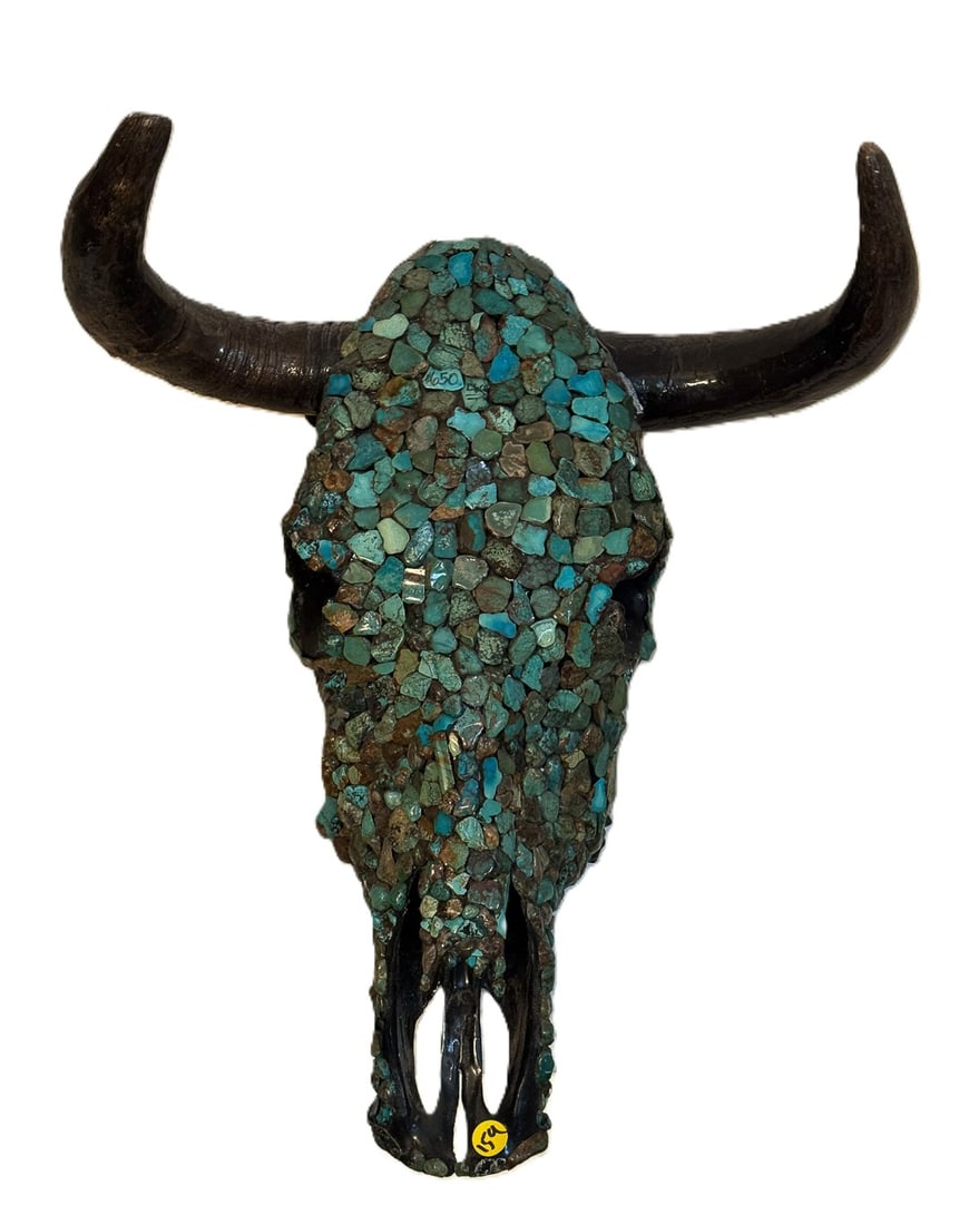 LARGE STEER SKULL WITH TURQOISE, 22" X 18" X 13" (1 of 4)
