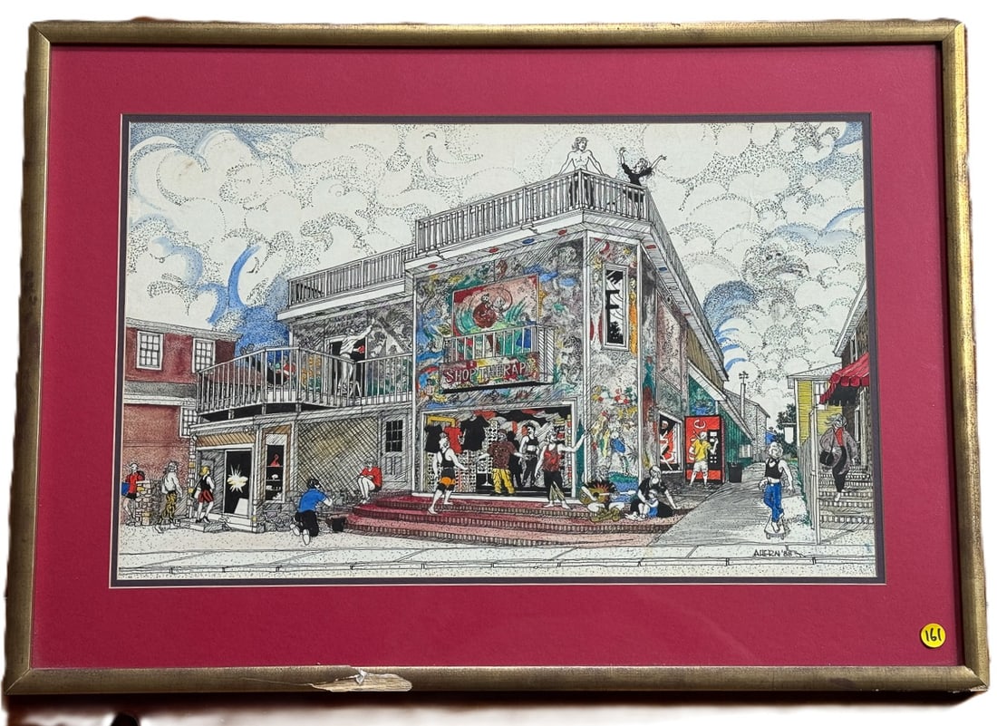 RICH AHERN WATERCOLOR OF SHOP THERAPY, 31" X 22" FRAMED AND 24" X 16" SIGHT (1 of 5)