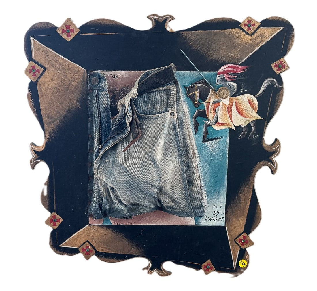 ARNIE CHARNICK MIXED MEDIA ON WOOD "A WING AND A PRAYER", 25" X 25" (1 of 4)
