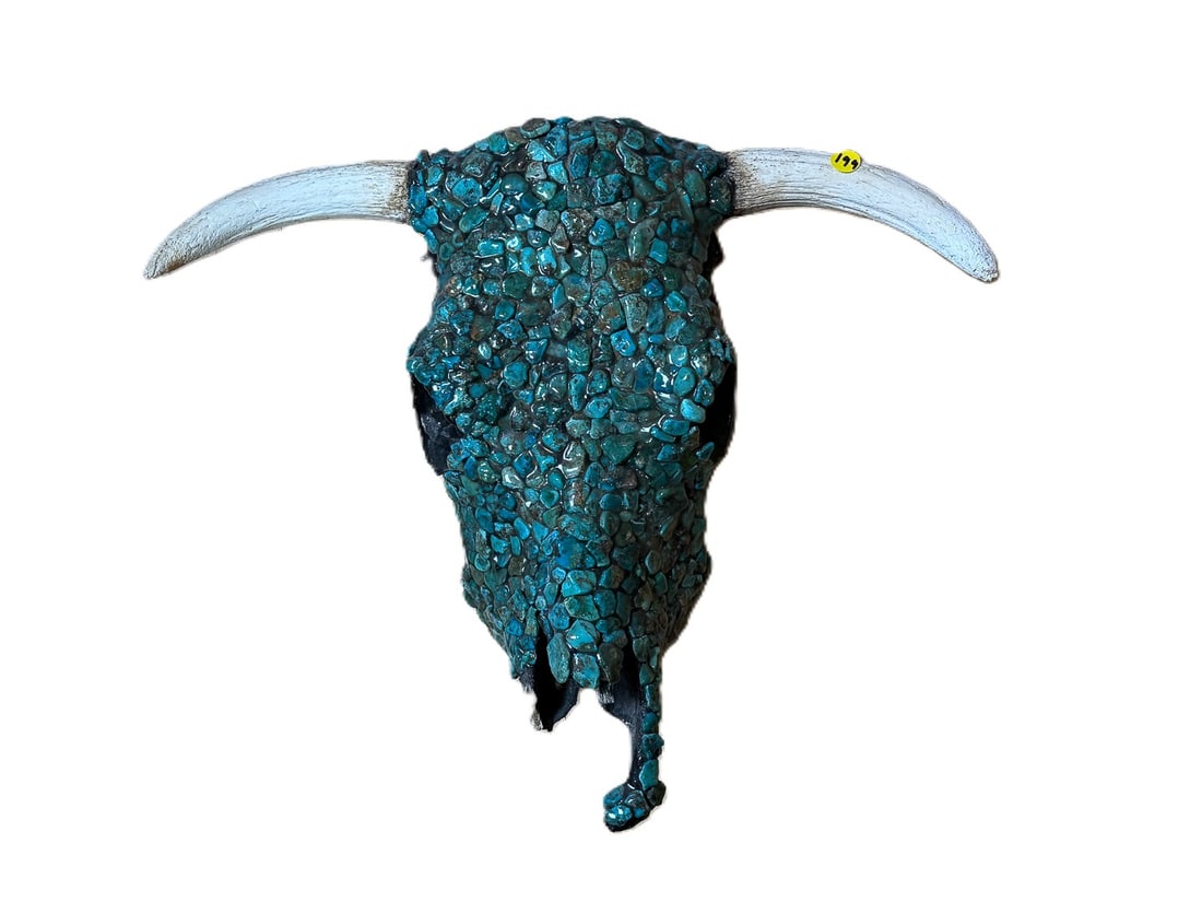 STEER HEAD WITH TURQOUISE, 21" X 9" X 18" (1 of 3)