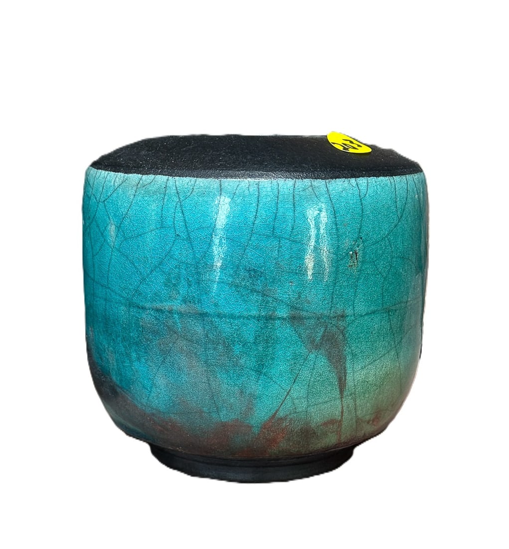 SIGNED ART POTTERY VASE, 6.5" X 6.5" (1 of 3)