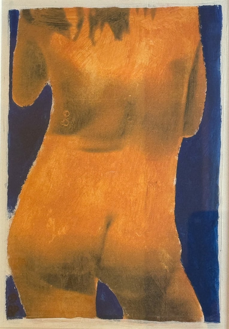 RICHARD PEPITONE ACRYLIC PAINT OVER C PRINT OF A WOMAN 9"X7": RICHARD PEPITONE ACRYLIC PAINT OVER C PRINT OF A WOMAN 9"X7"