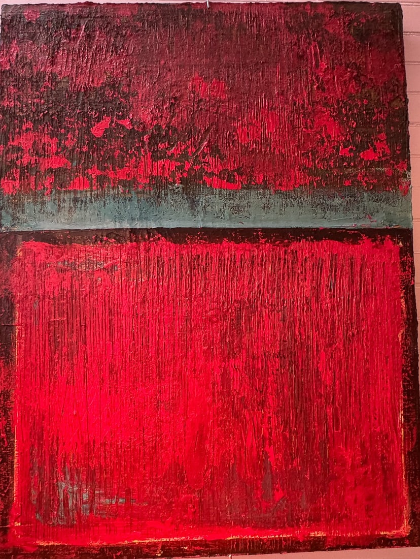 RAY NOLIN "LENTEN" MIXED MEDIA W/ CUT PAPER 12"X 14" (1 of 4)