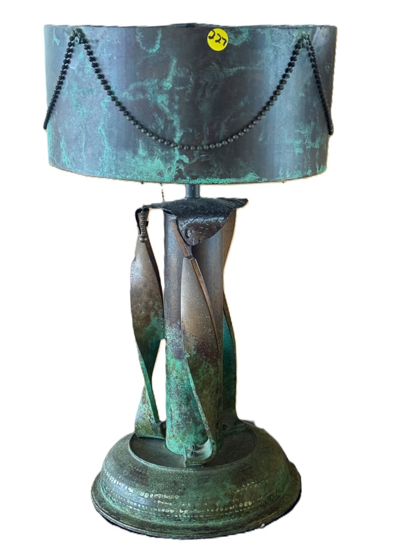 RICHARD PEPITONE ARTISAN MADE BRONZE TABLE LAMP, 12" X 20.5" (1 of 6)