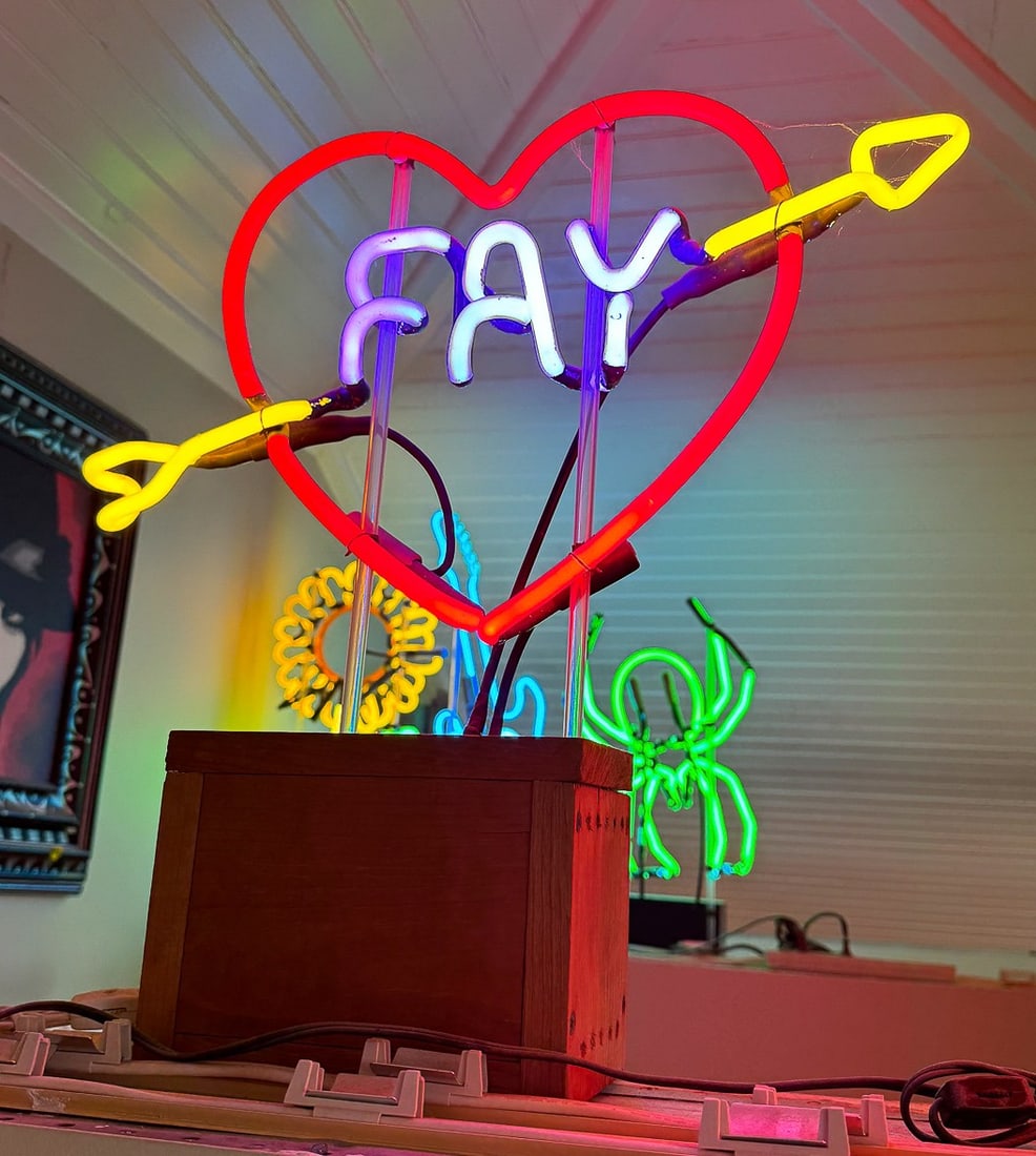 VINTAGE NEON SIGN OF A HEART W/ ARROW, 20" X 5" X 18" (1 of 2)
