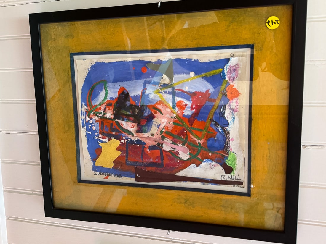 RAY NOLIN MIXED MEDIA PAINTING "SUBMARINE" 14"X 12" (1 of 5)