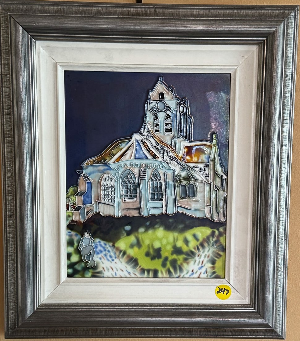 ENAMEL ON COPPER OF A VICTORIAN HOME 12"X 8" (1 of 3)