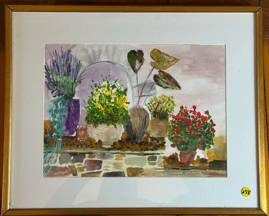 UNSIGNED WATERCOLOR STILL LIFE ON PAPER 24"X 10" (1 of 5)