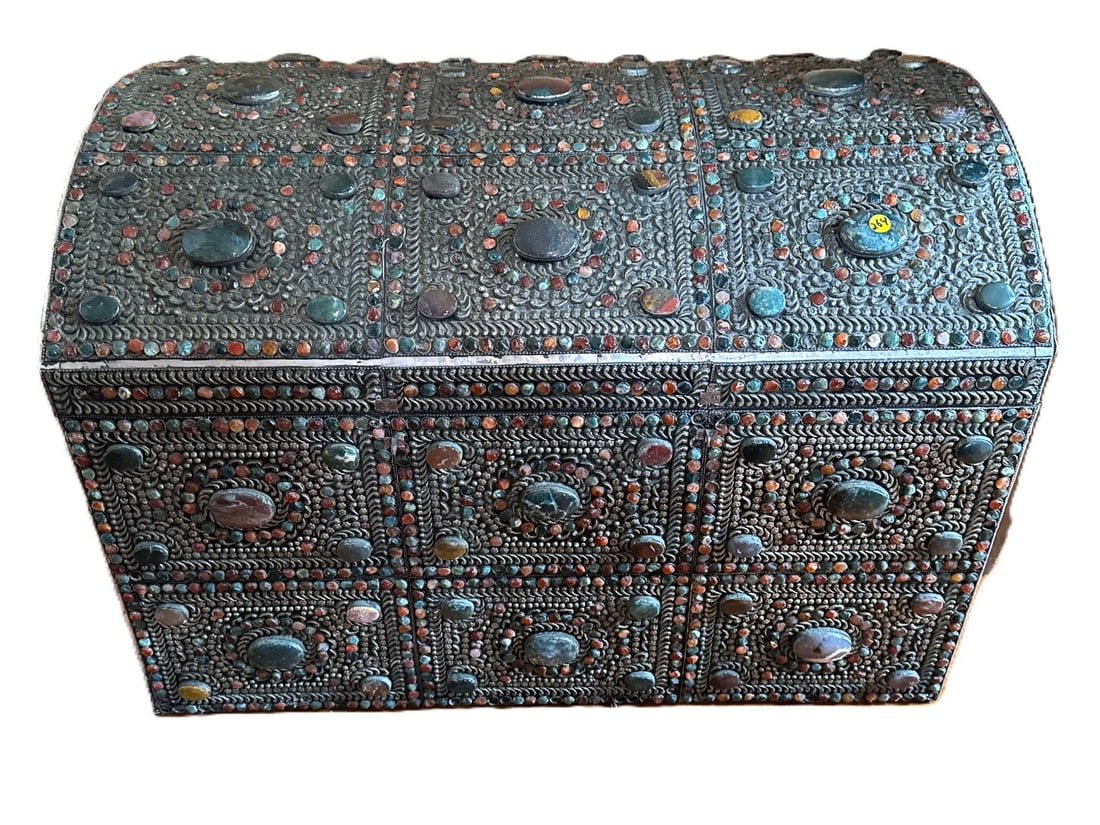 LARGE STONE INLAID CHEST, 36" X 24" X 25" (1 of 6)