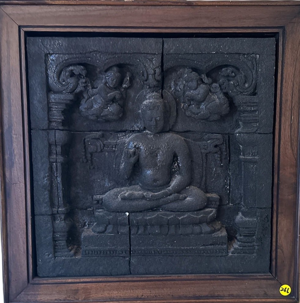 BUDDHIST PLAQUE IN OAK FRAME, 20" X 20" (1 of 2)