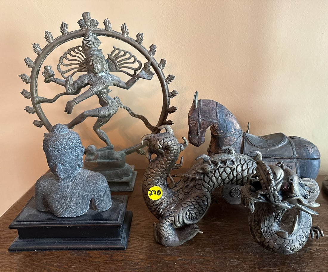 4 BRONZE AND BRASS STATUES, 12" AND SMALLER (1 of 5)