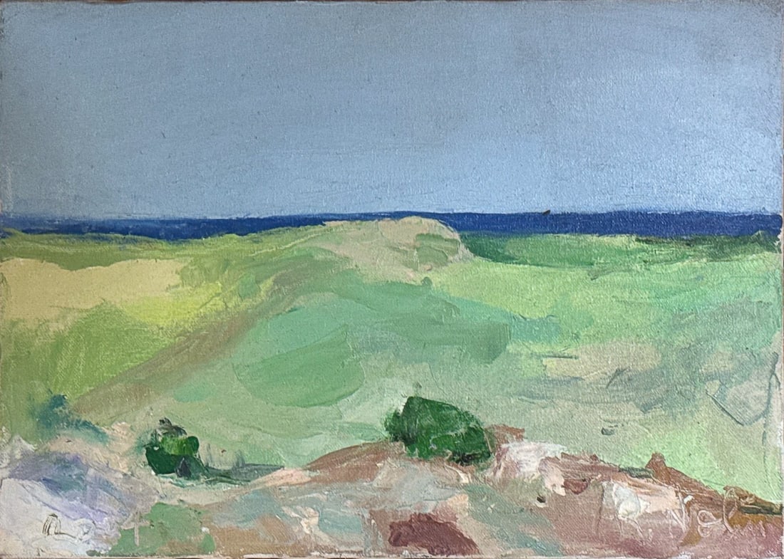RAY NOLIN O/C PAINTING OF PROVINCETOWN DUNES 14" X 8": RAY NOLIN O/C PAINTING OF PROVINCETOWN DUNES 14" X 8"