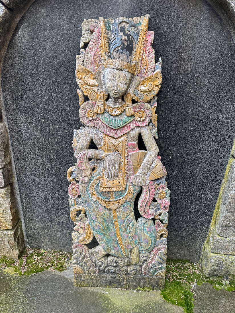 2 CARVED AND PAINTED THAI PLAQUES, 45" X 12" AND 40" X 16" (1 of 2)