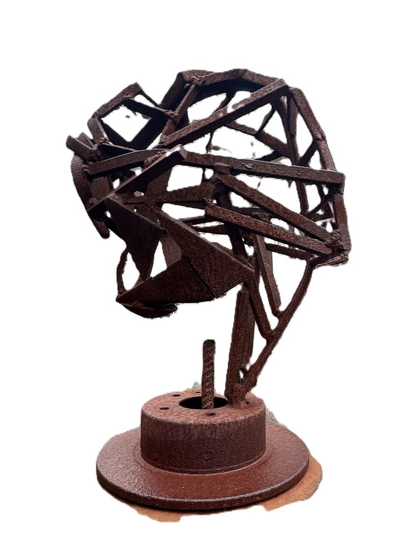 WROUGHT IRON HEAD SCULPTURE, 21" X 15" X 12" (1 of 3)