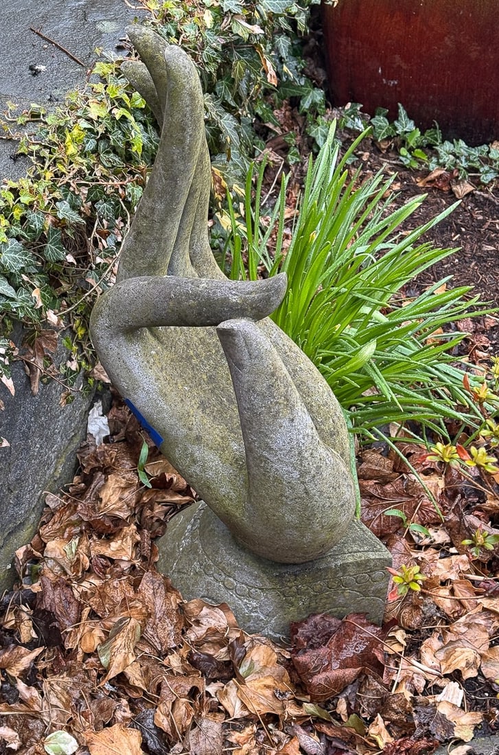 CARVED CAST STONE HAND, 26" X 10" X 10" (1 of 3)