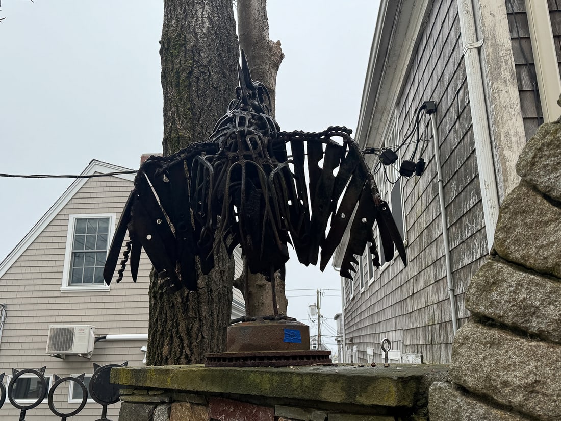 WROUGHT IRON SCULPTURE OF EAGLE, 40" X 40" X 30" (1 of 4)