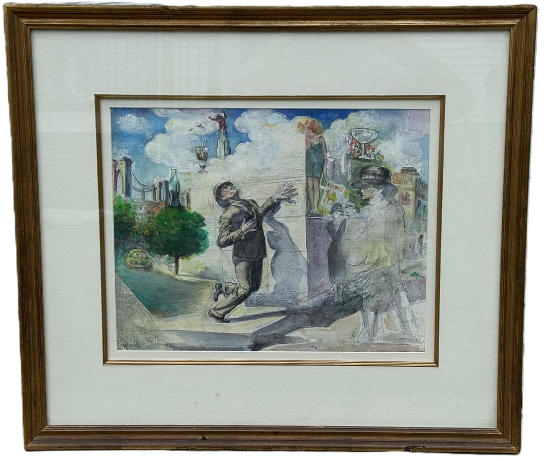 ROBER GASOI MIXED MEDIA ON PAPER SIGNED R. CASEY, 21.5" X 24" AND 13" X 16" (1 of 7)