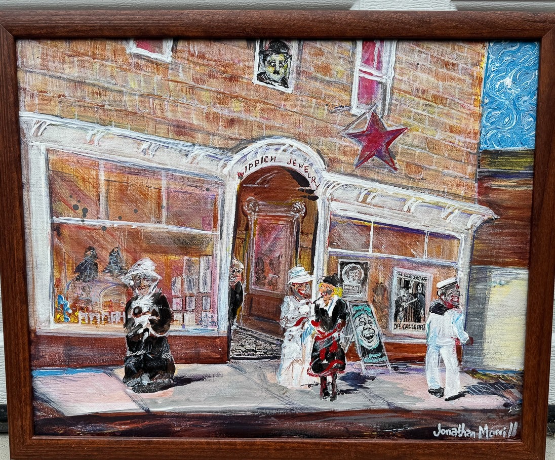 JONATHAN MORRILL O/C OF A STREET SCENE IN PROVINCETOWN, 17.5" X 22" (1 of 7)