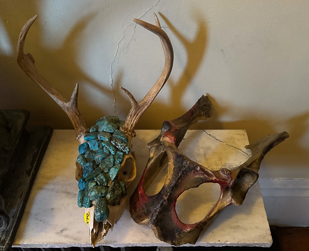 SKULL W/ TURQOUISE AND A MASK, 12" X 10" AND SMALLER (1 of 2)