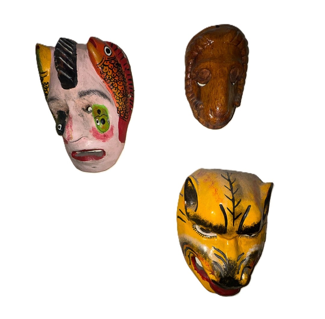 3 CARVED MASKS, 13" X 10" X 5" (1 of 5)