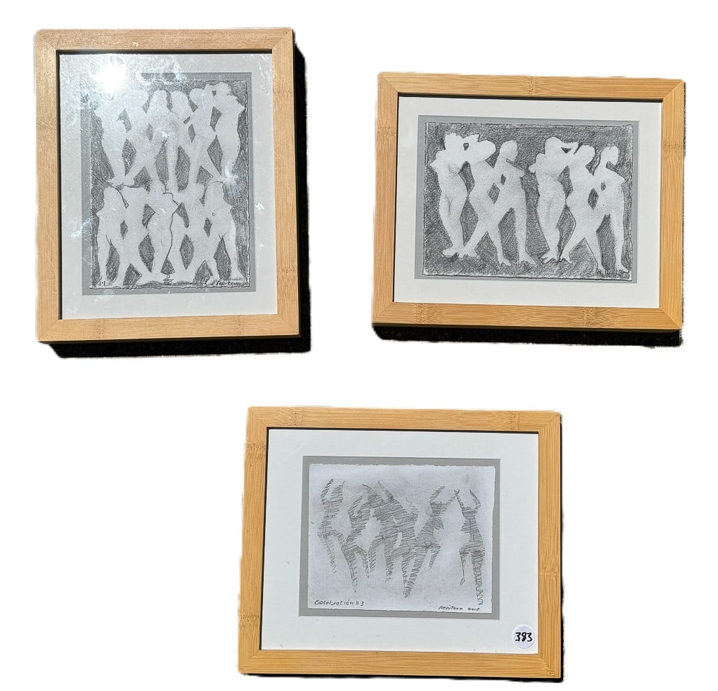 RICHARD PEPITONE SUITE OF 3 GRAPHIC DRAWINGS, 9" X 11" EACH AND 5" X 7" SIGHT (1 of 5)