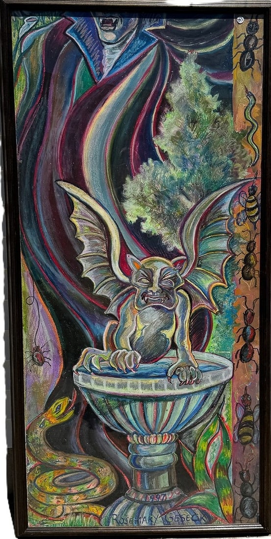 ROSEMARY GESSECK "VAMPIRE PARTY" PASTEL ON PAPER 1997, 32" X 63" (1 of 6)