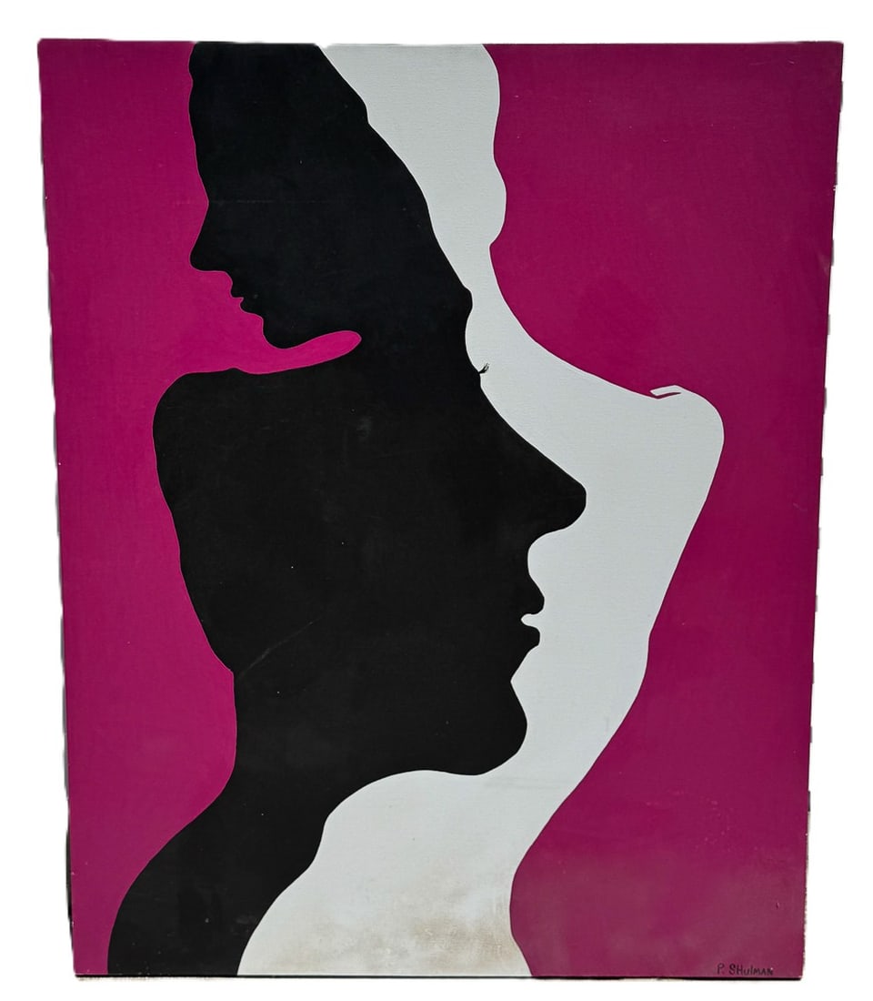 PAUL SHULMAN OIL ON CANVAS "WOMEN IN PROFILE", 40" X 50": PAUL SHULMAN OIL ON CANVAS "WOMEN IN PROFILE", 40" X 50"