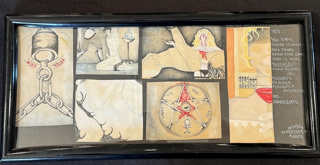 MIXED MEDIA COMPOSITION "WAKING EARLY MISTRESS?" HEATHER AGAPE, 9" X 14" (1 of 8)