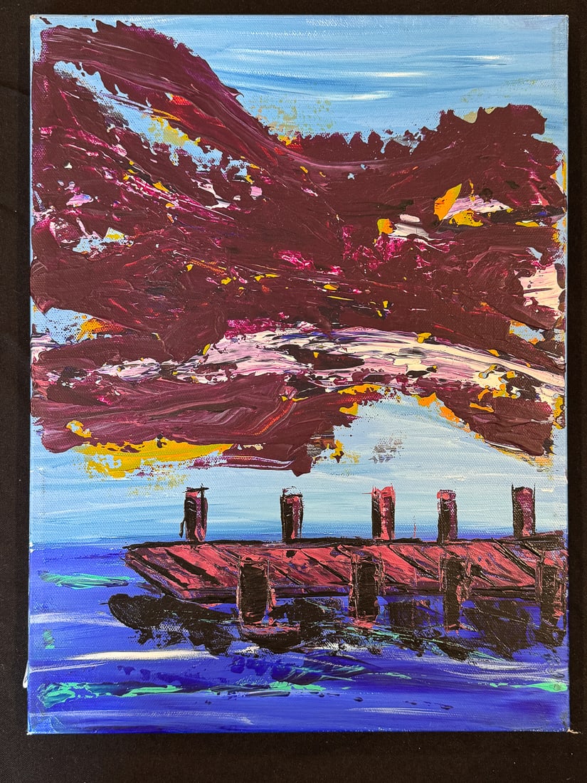 DOUG BLAMY (DR DREAD) "PROVINCETOWN PIER AT NIGHT", 16" X 12" (1 of 3)