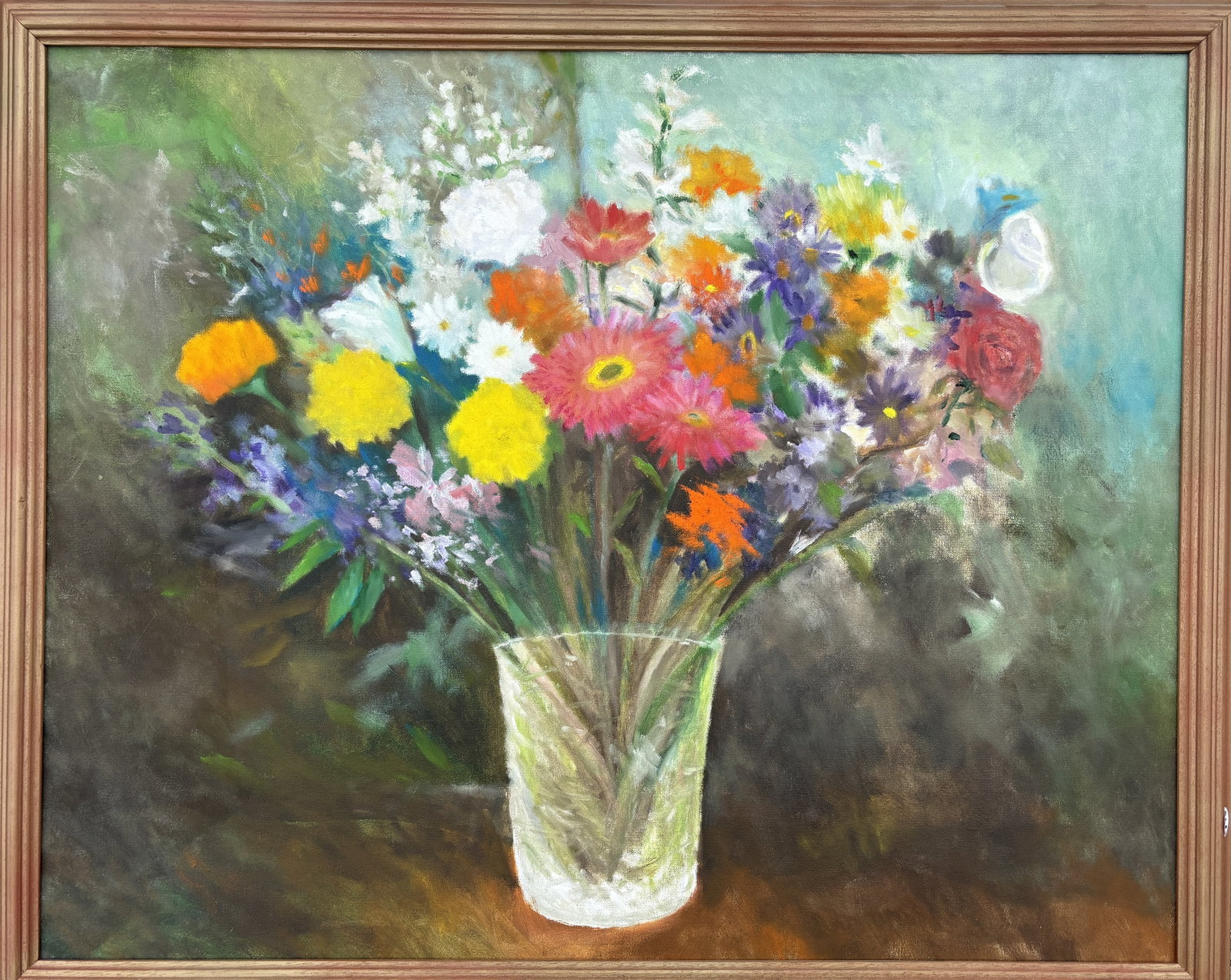 FRANK MILBY, OIL ON CANVAS OF FLOWERS, 26.5" X 33.5", 23.5" X 30": FRANK MILBY, OIL ON CANVAS OF FLOWERS, 26.5" X 33.5", 23.5" X 30"