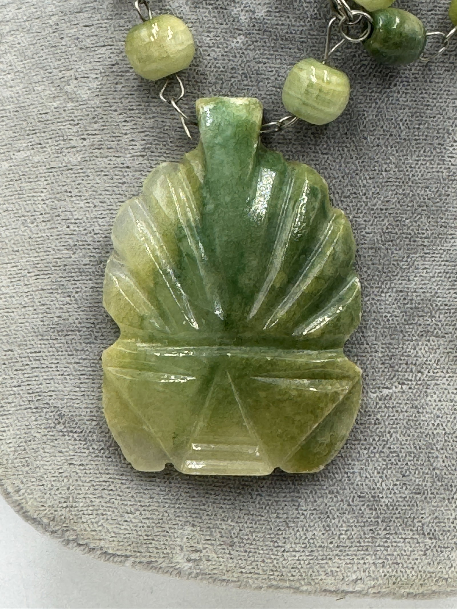 JADE CARVED STONE NECKLACE - 2