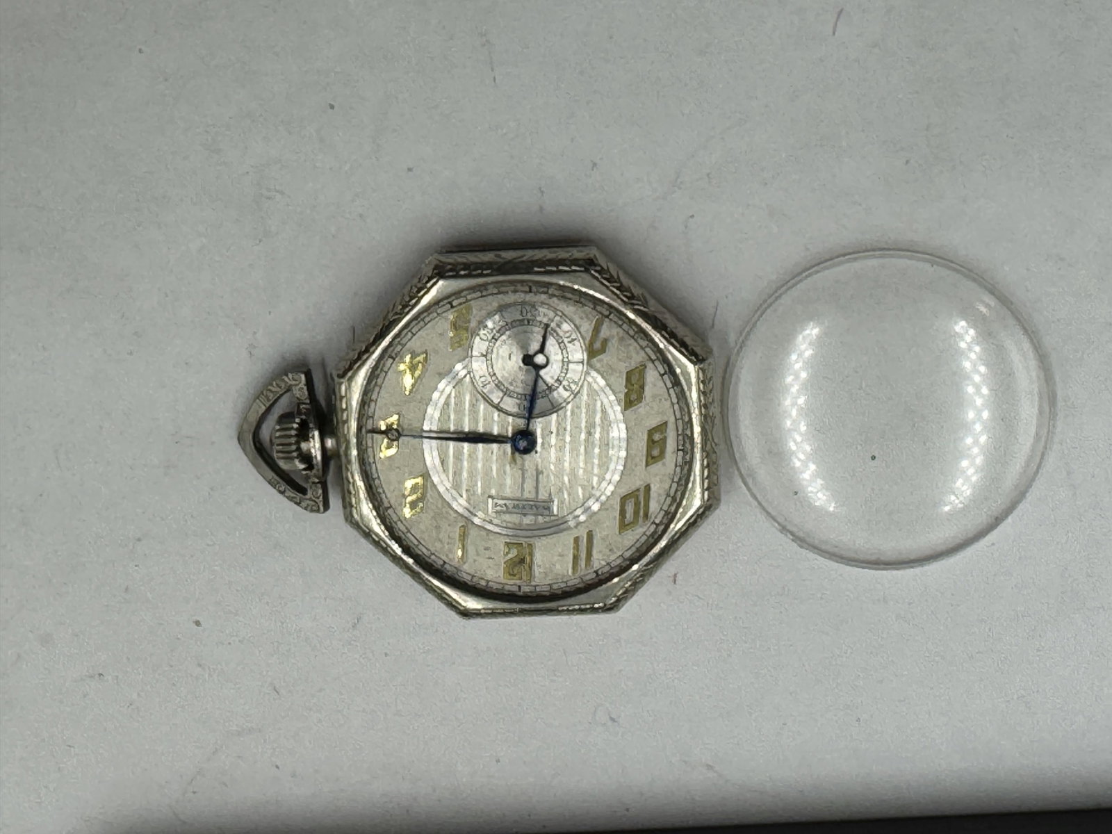 14K WHITE GOLD POCKET WATCH, GOLD WEIGHT 17.36 GRAMS: 14K WHITE GOLD POCKET WATCH, GOLD WEIGHT 17.36 GRAMS
