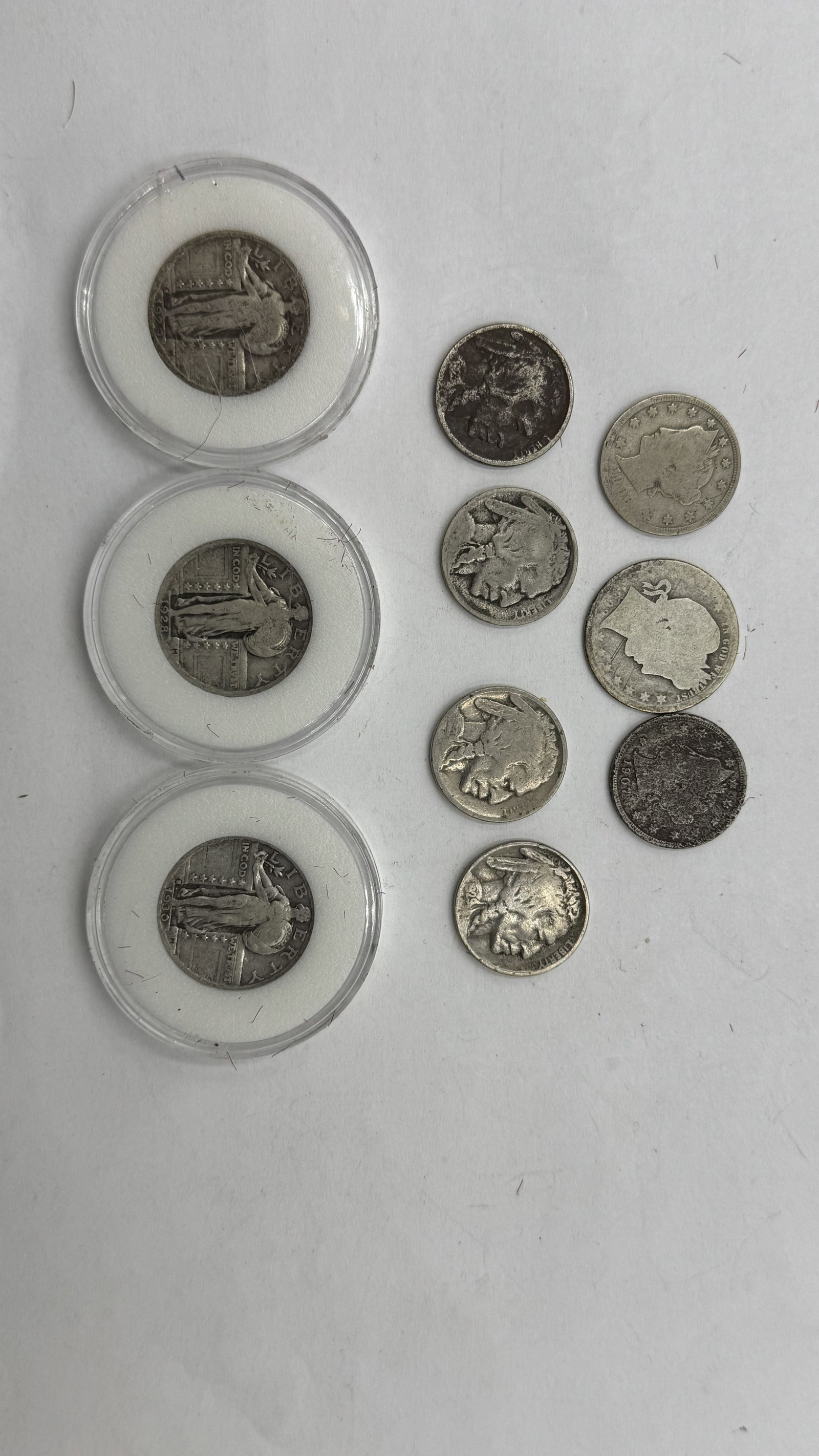 3 FLYING EAGLE QUARTERS AND 7 OTHER EARLIER US COINS: 3 FLYING EAGLE QUARTERS AND 7 OTHER EARLIER US COINS