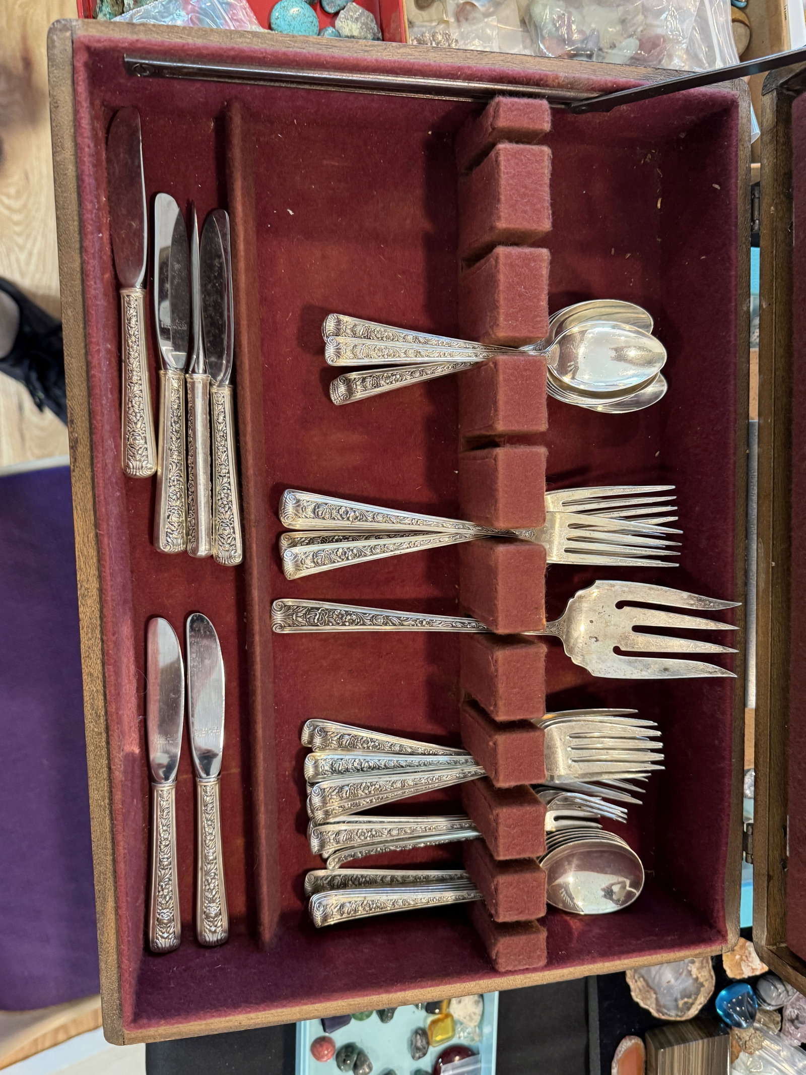 WATSON STERLING SILVER SERVICE IN WINDSOR ROSE PATTERN 47.3 OZT - 2