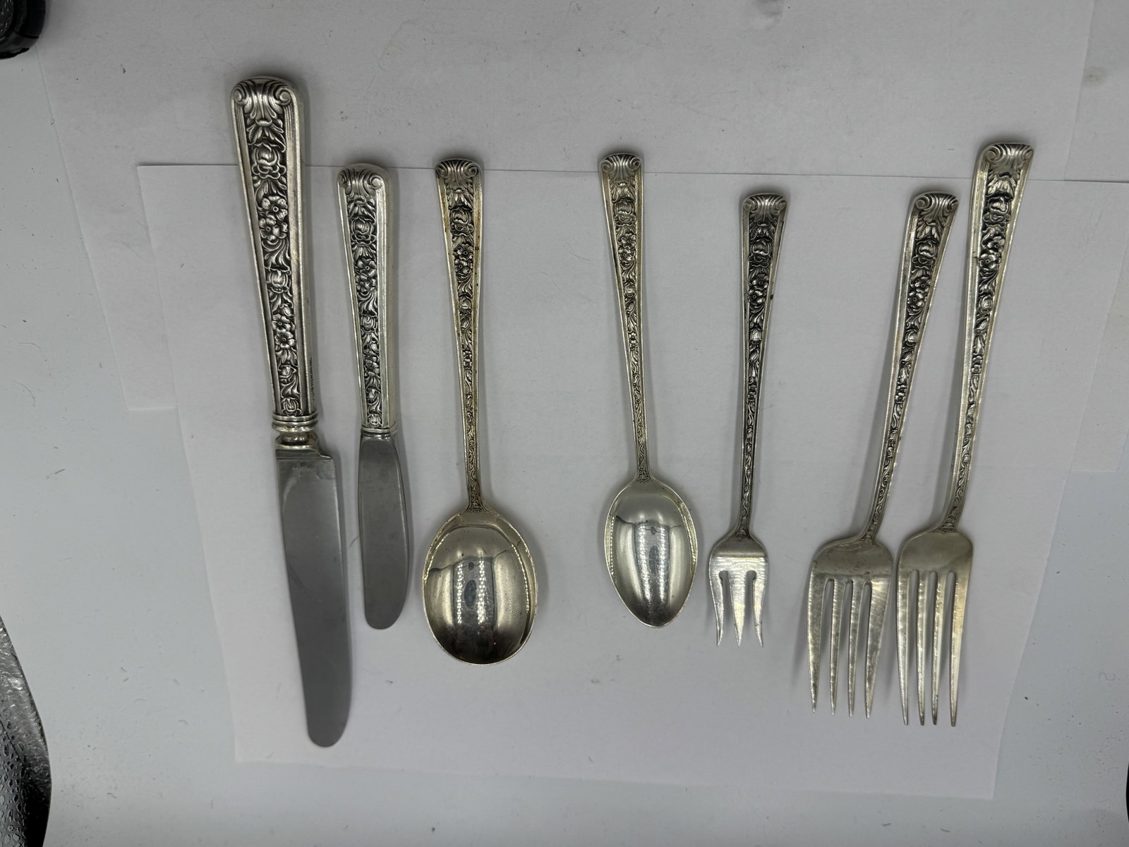 WATSON STERLING SILVER SERVICE IN WINDSOR ROSE PATTERN 47.3 OZT - 4