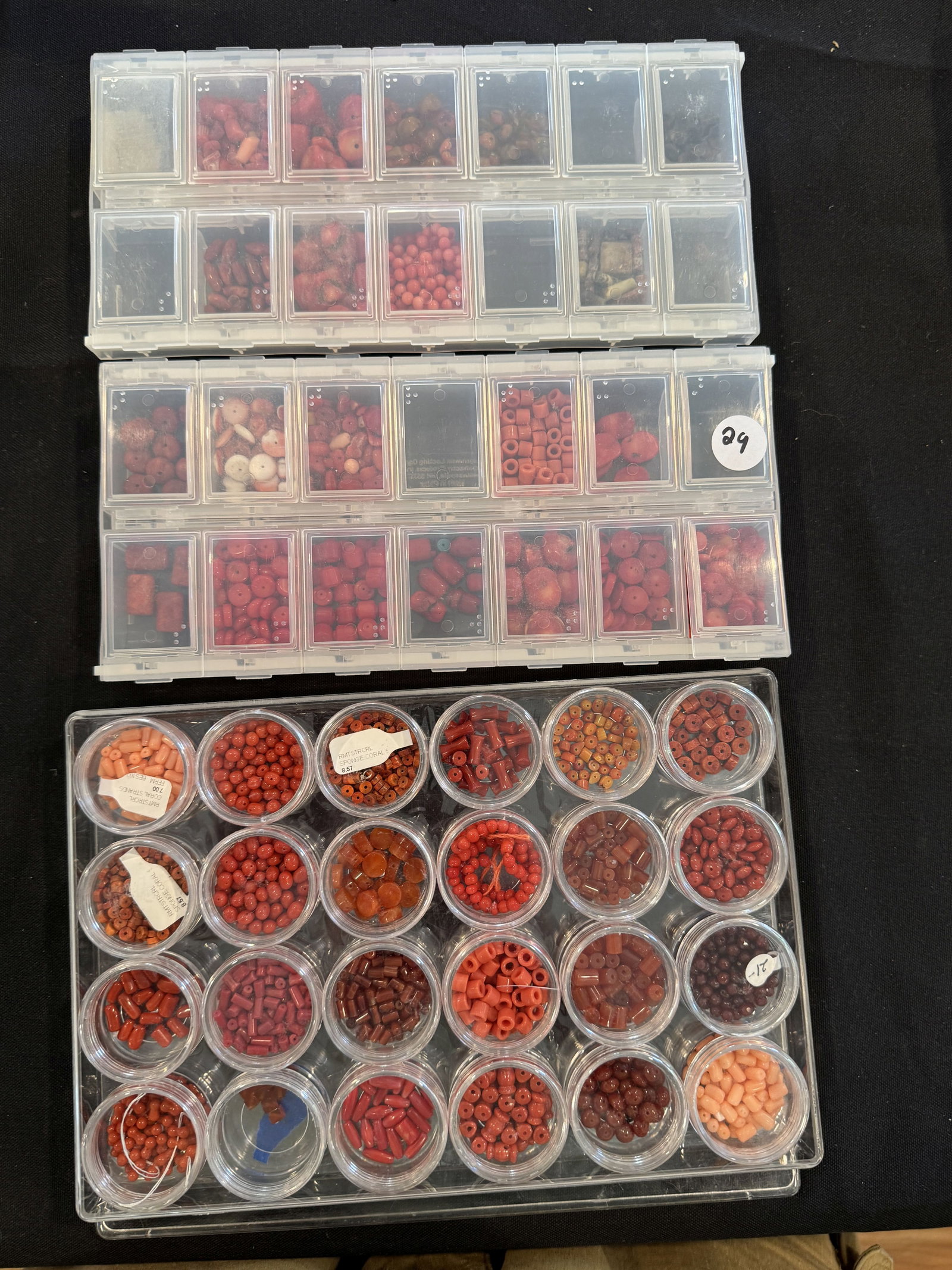 CORAL BEAD LOT VARIOUS COLORS AND SIZES, CANNOT GUARANTEE ALL BEADS ARE NATURAL OR UNDYED: CORAL BEAD LOT VARIOUS COLORS AND SIZES, CANNOT GUARANTEE ALL BEADS ARE NATURAL OR UNDYED