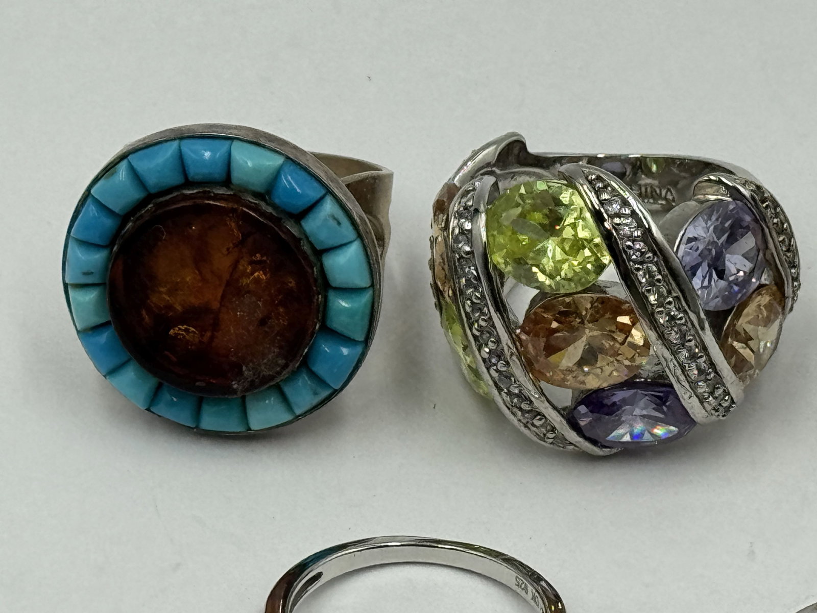 5 STERLING SILVER GEMSTONE RINGS 54 GRAMS - 3