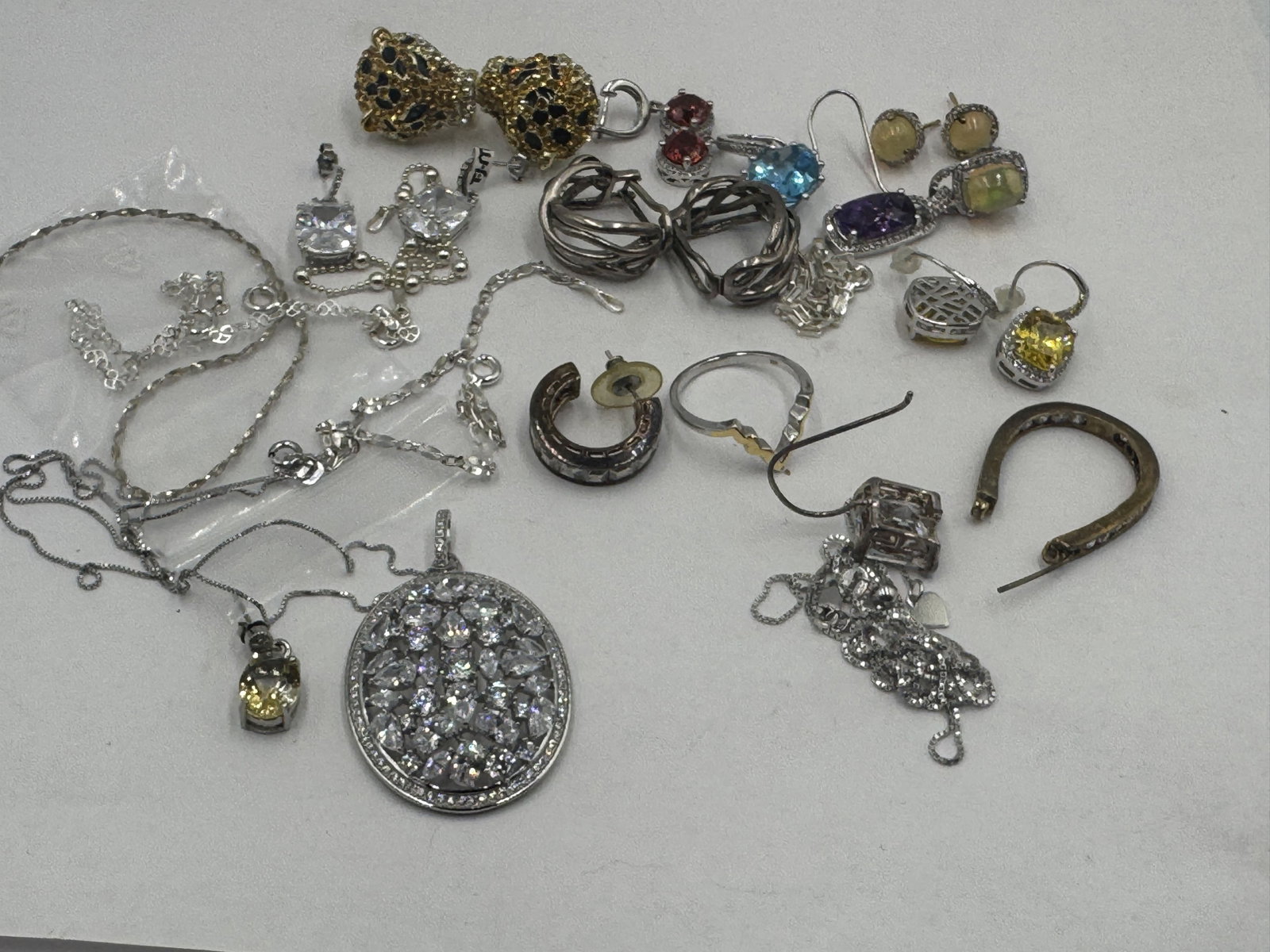 MOSTLY STERLING SILVER EARRINGS AND NECKLACES 85 GRAMS - 2