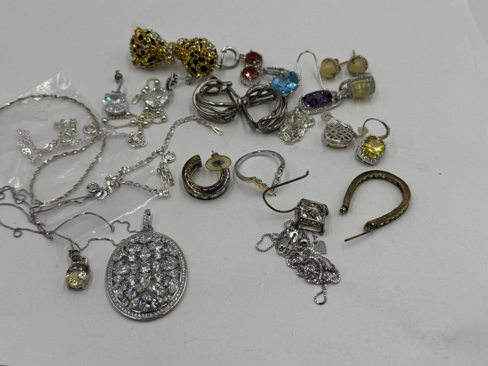MOSTLY STERLING SILVER EARRINGS AND NECKLACES 85 GRAMS - 3