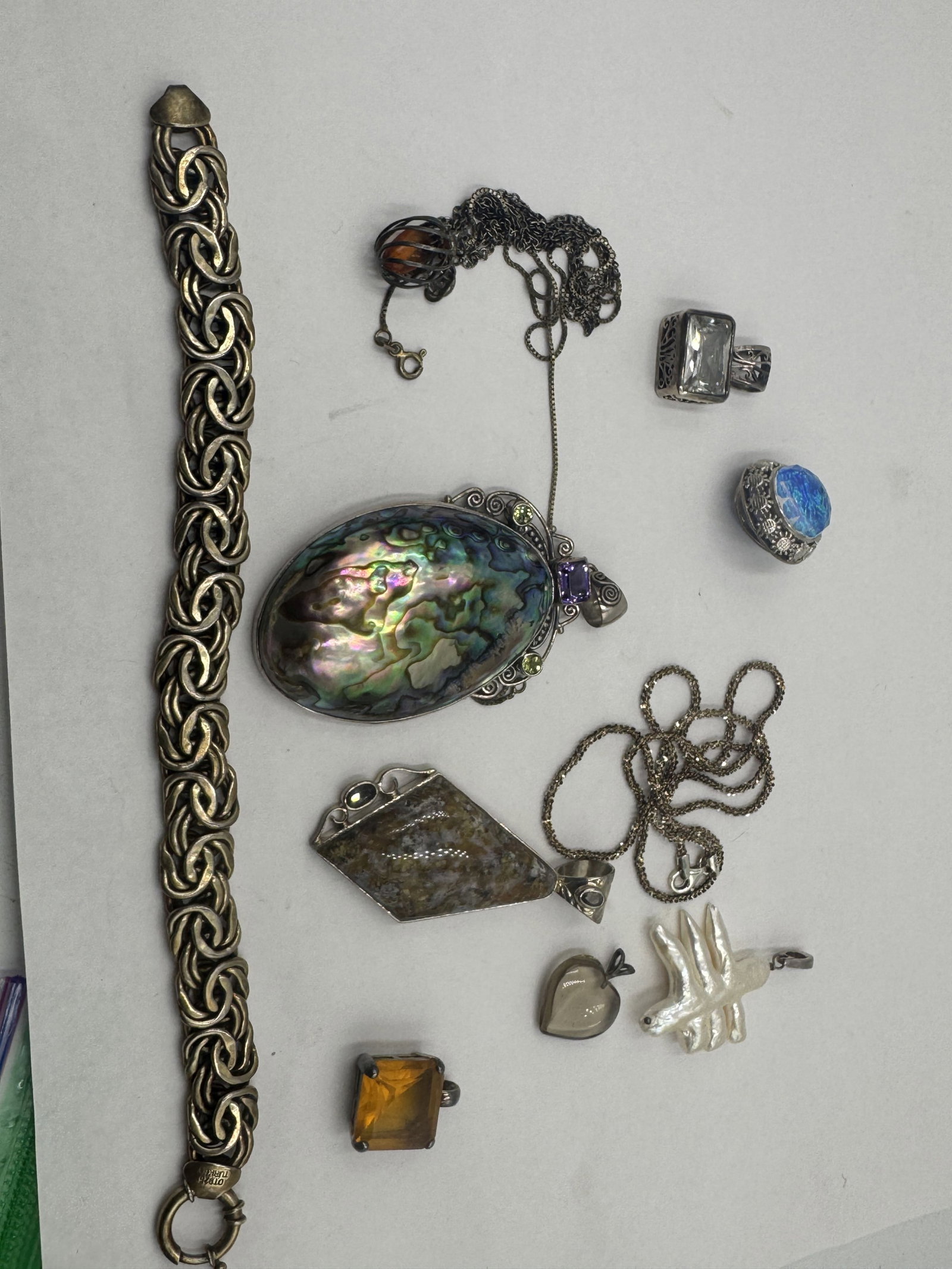 MOSTLY STERLING SILVER NECKLACES, PENDANTS, AND BRACELETS 87 GRAM - 5