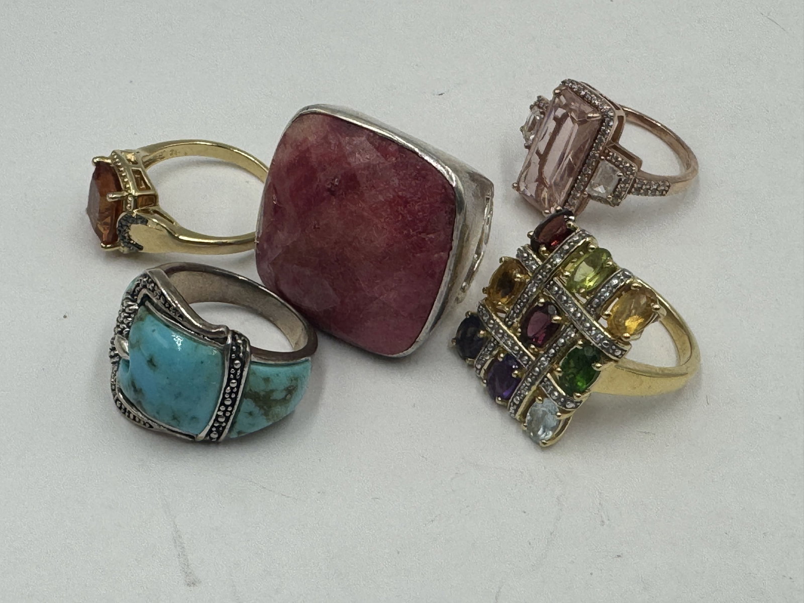 5 STERLING SILVER GEMSTONE RINGS 42 GRAMS - 2