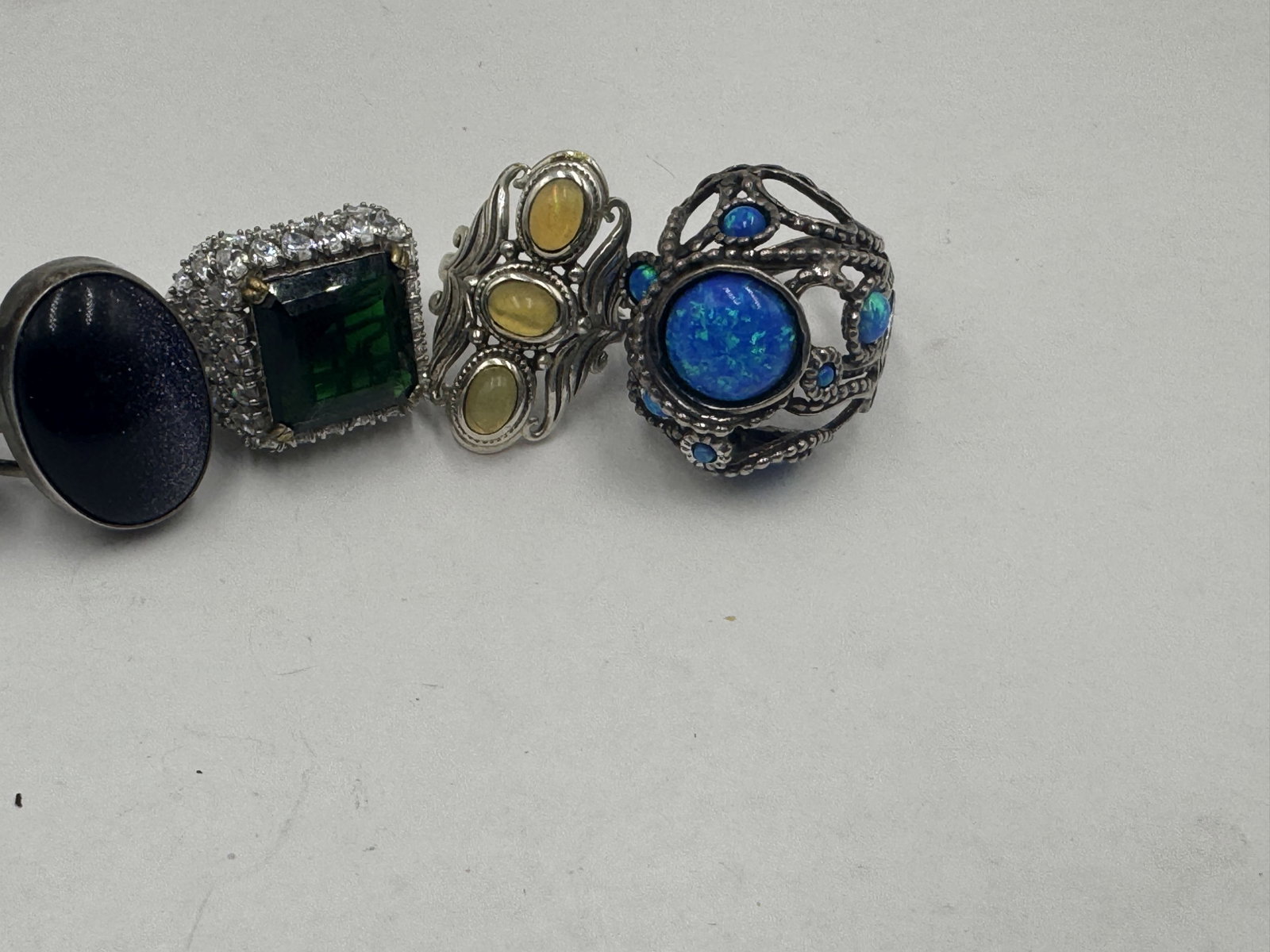 5 STERLING SILVER GEMSTONE RINGS 67 GRAMS - 2