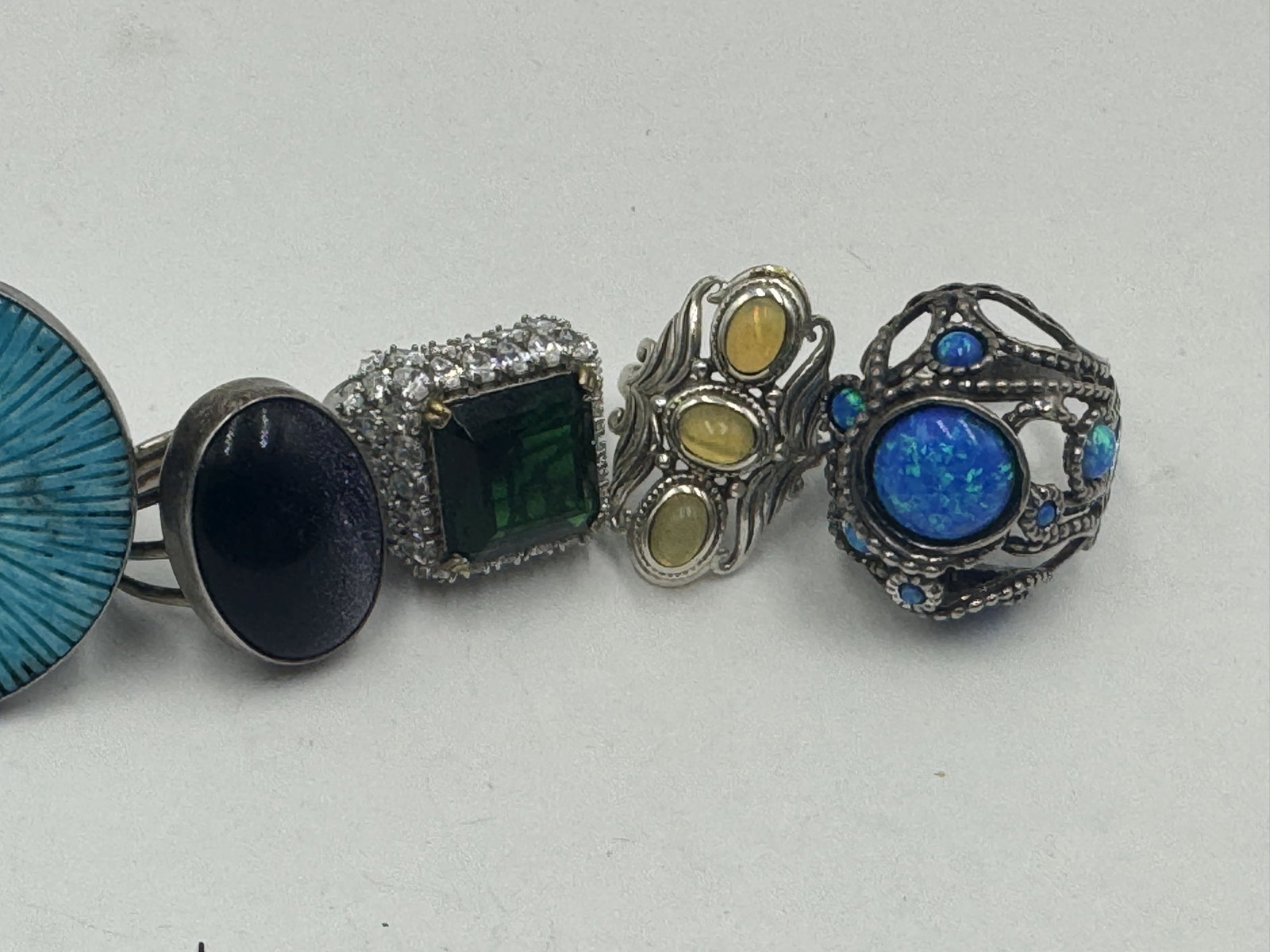 5 STERLING SILVER GEMSTONE RINGS 67 GRAMS - 4