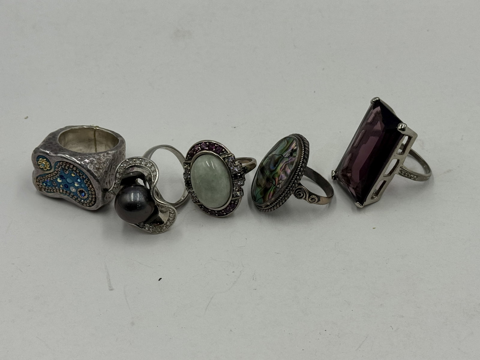 5 STERLING SILVER GEMSTONE RINGS 51 GRAMS - 2